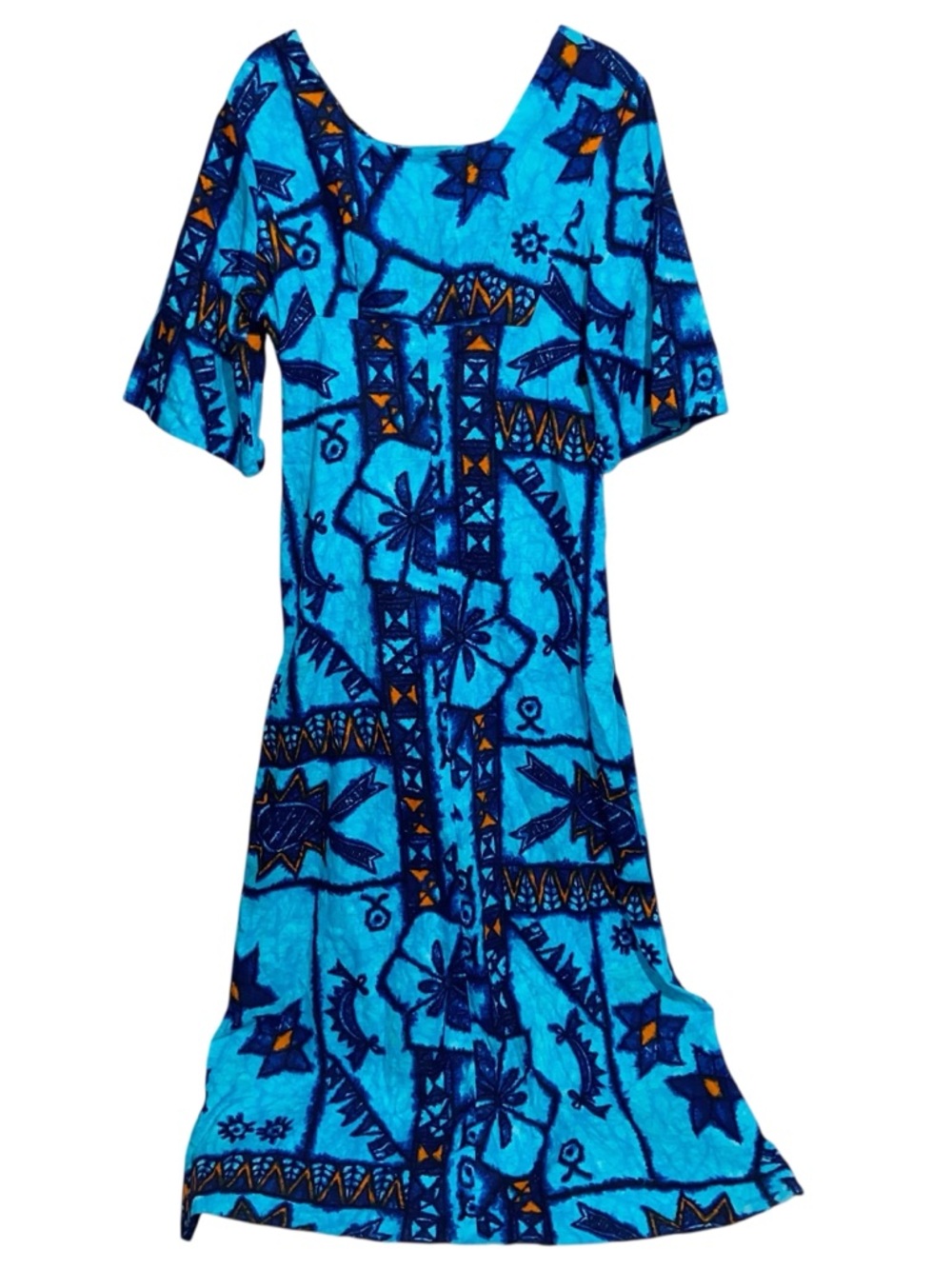 Ui-Maikai Dress Womens Medium Hawaiian Vintage Maxi Thick Barkcloth Tropical